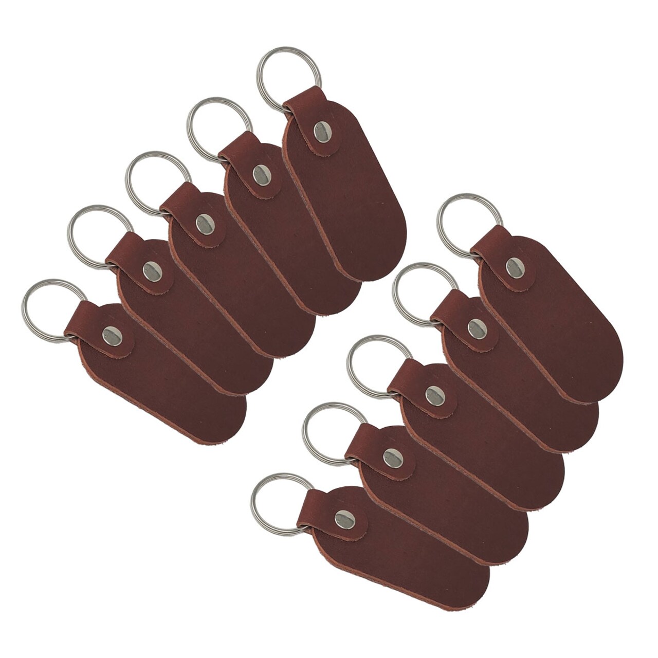 Full Grain Leather Keychains 10 Pack-Laser Engraving, Hot Foil Stamping -Promotion Ideas